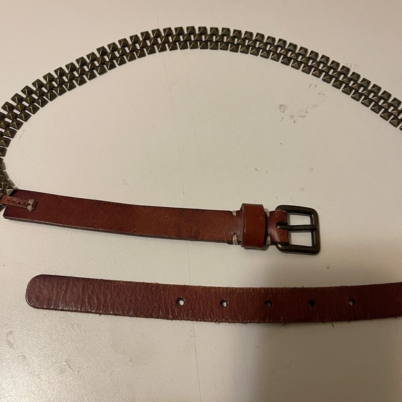 Fossil Womens Hip Belt L Brown Leather Metal Linked Studded
Chain Boho Skinny - Picture 10 of 13